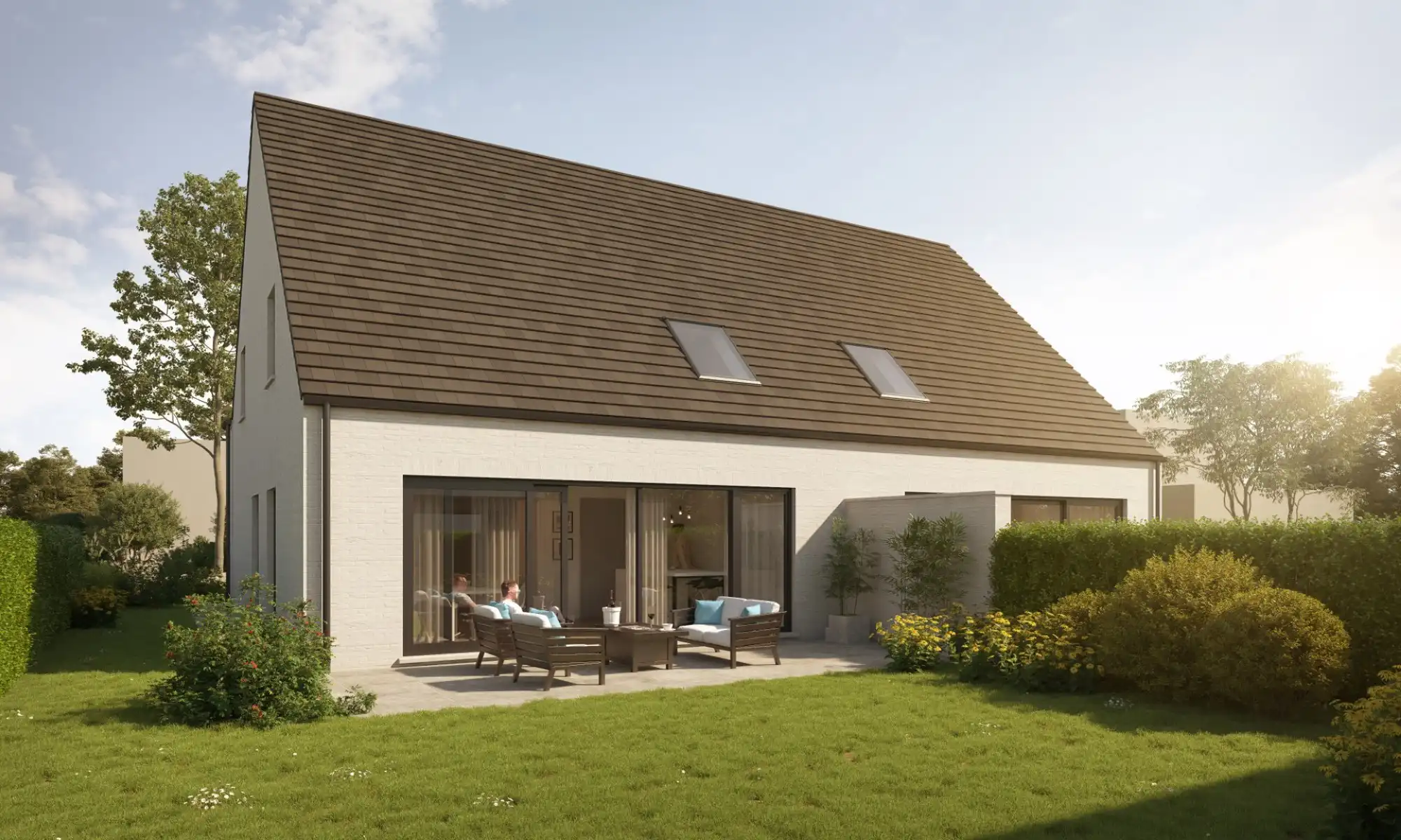 Halfopen nieuwbouwwoning met carport foto 2