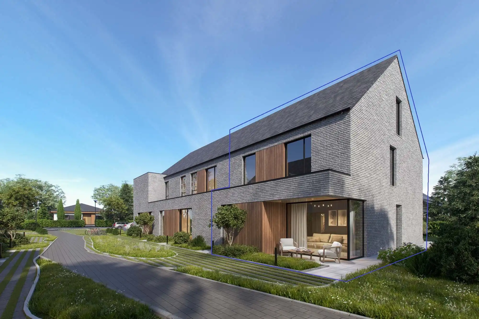Moderne en energiezuinige nieuwbouwwoning aan de rand van de stad foto {{pictureIndex}}