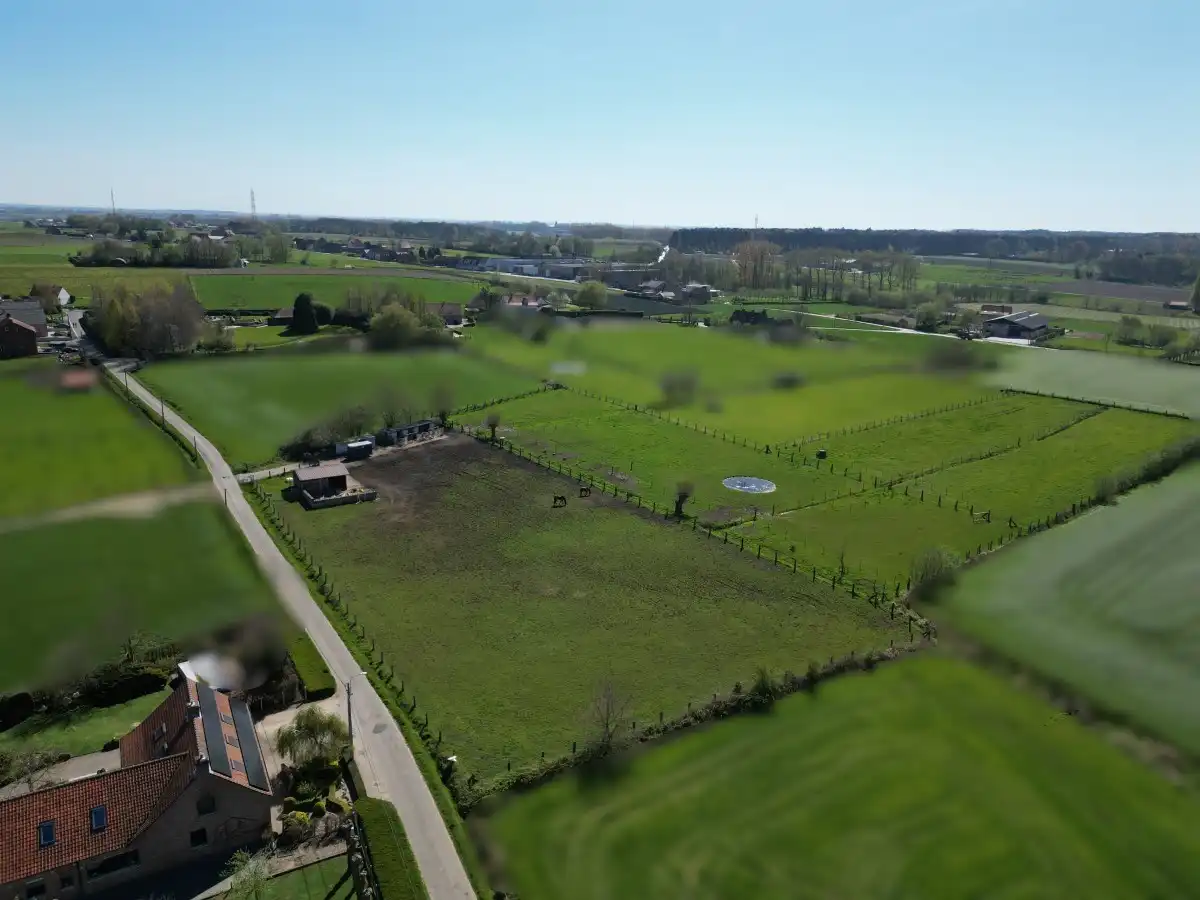 Zonnebeke - Uitgestrekt weiland met vergunde stal en praktische toegang foto {{pictureIndex}}
