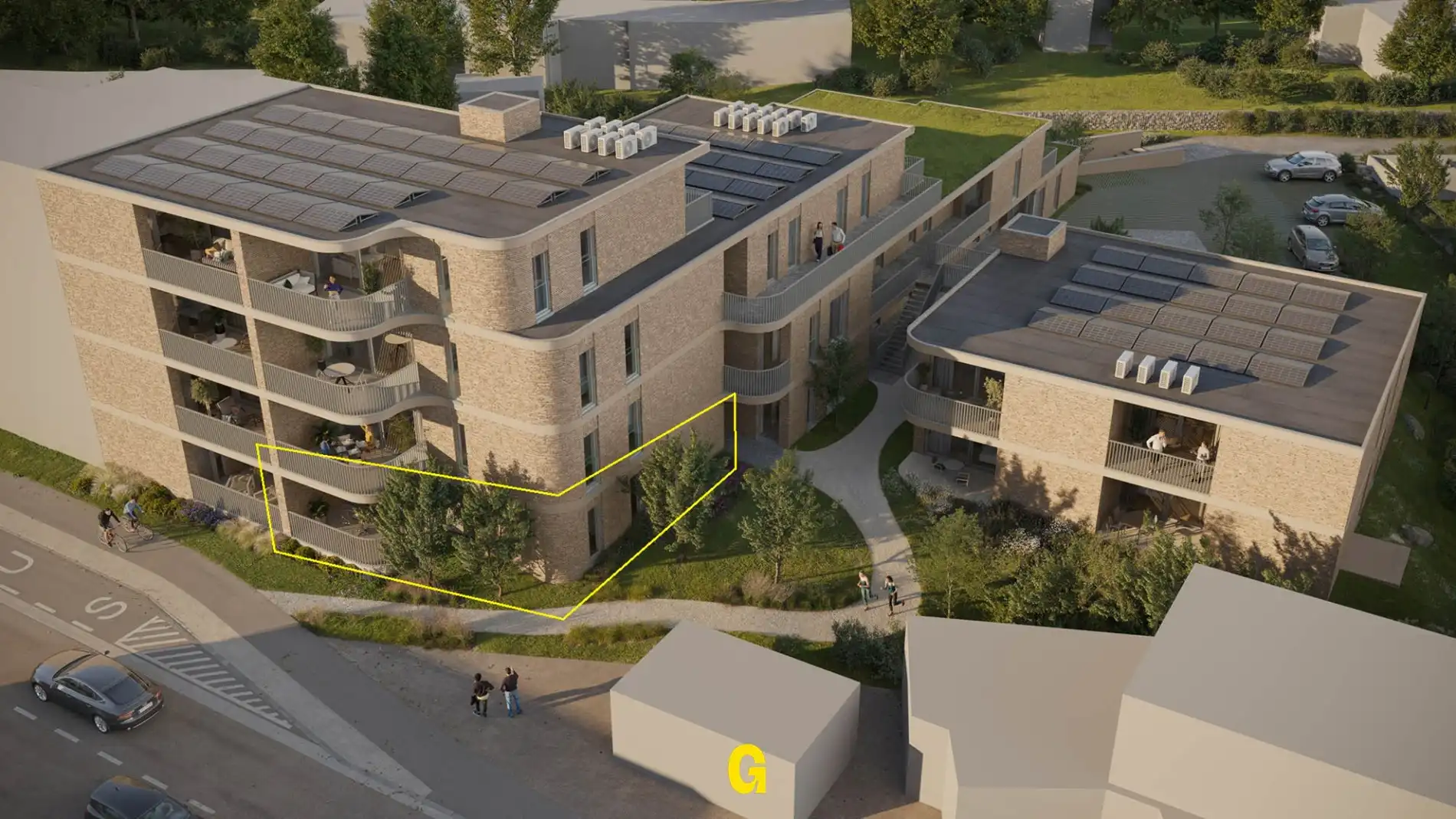 Nieuwbouwappartement op het gelijklvoers met 2 slaapkamers, bureau en terras, in res. de Boomgaard vlakbij het centrum van Hoeselt foto {{pictureIndex}}