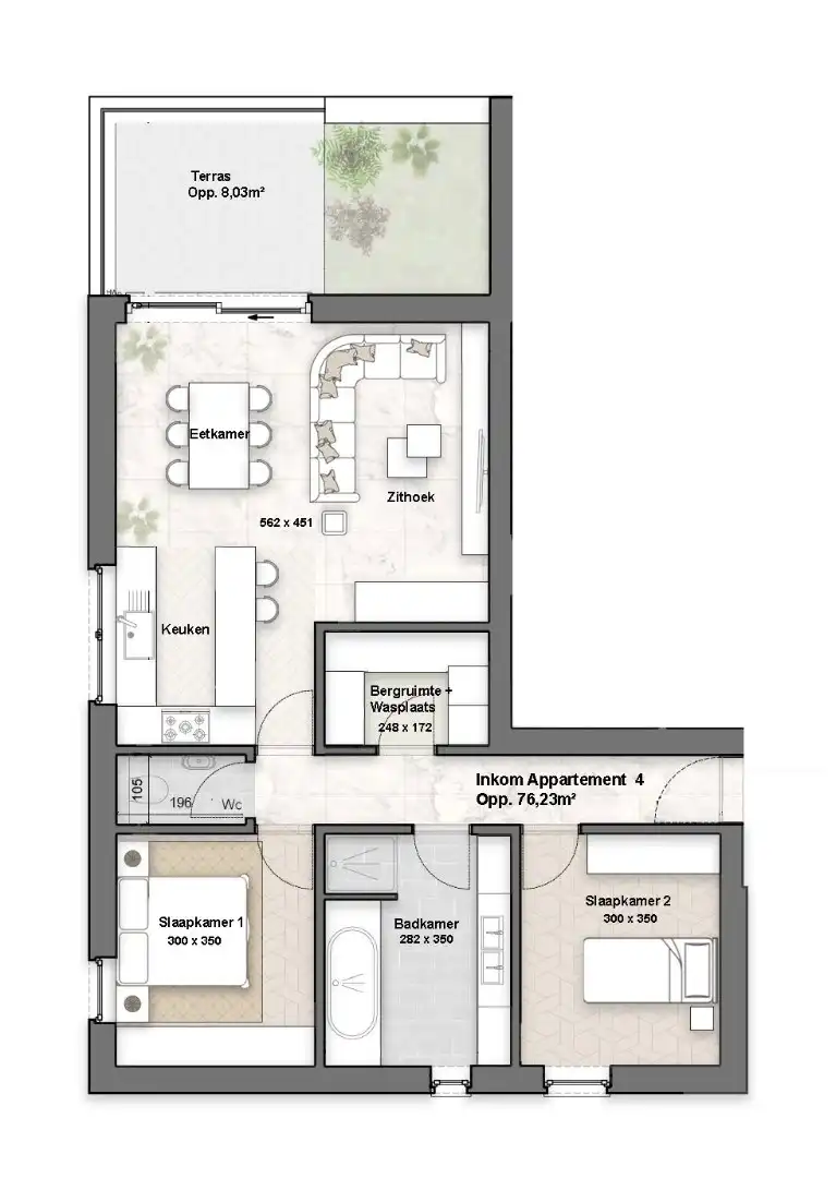 Stijlvol nieuwbouw appartement met 2 slaapkamers en terras foto 2