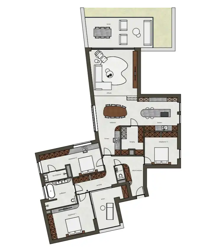 LUXE PENTHOUSE APPARTEMENT VAN 192 M² MET 3 SLAAPKAMERS, 2 TERASSEN, EN ONDERGRONDSE GARAGEBOX IN HASSELT (SINT-LAMBRECHTS-HERK) foto 4