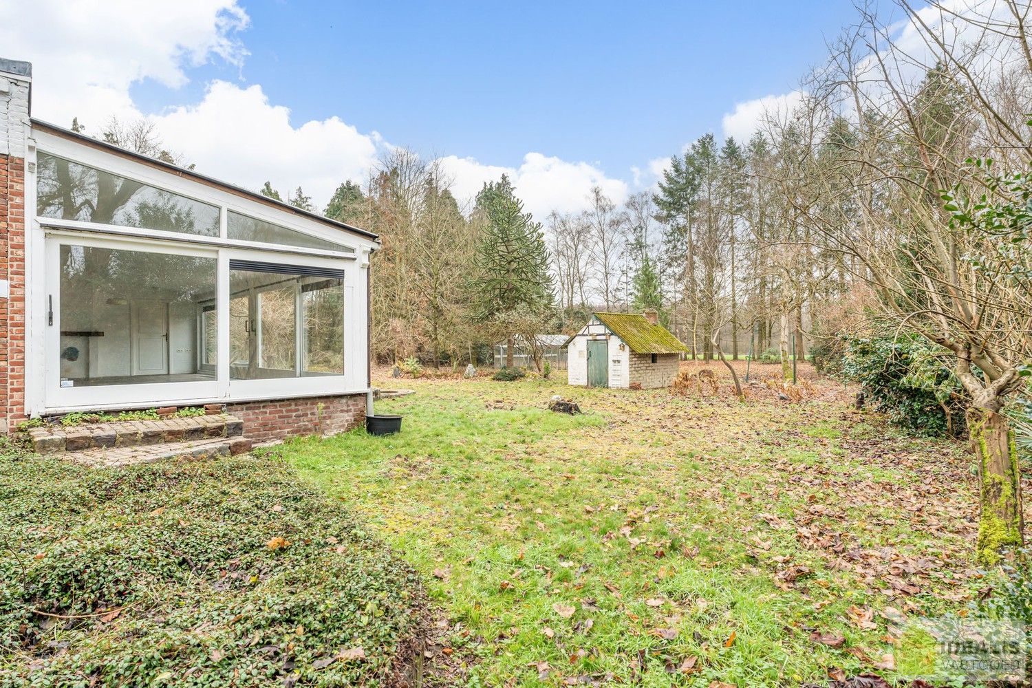 IDEALIS VASTGOED – Ruime te renoveren villa op riant perceel! De villa omvat 198m² netto bewoonbare oppervlakte met een ruime woonkamer en aansluitend uitgeruste keuken, badkamer, 2 grote en 1 kleine slaapkamer, kelder, veranda en 2 garages met sectionale poort van ca. 100m². De villa is gelegen op een prachtig perceel met een oppervlakte van ca. 1,1 hectare (11.000m²)! omgeven door bosgebied! Zeer geschikt voor kandidaten op zoek naar een unieke locatie zeer centraal gelegen, doch volledig omgeven door groen. foto 35