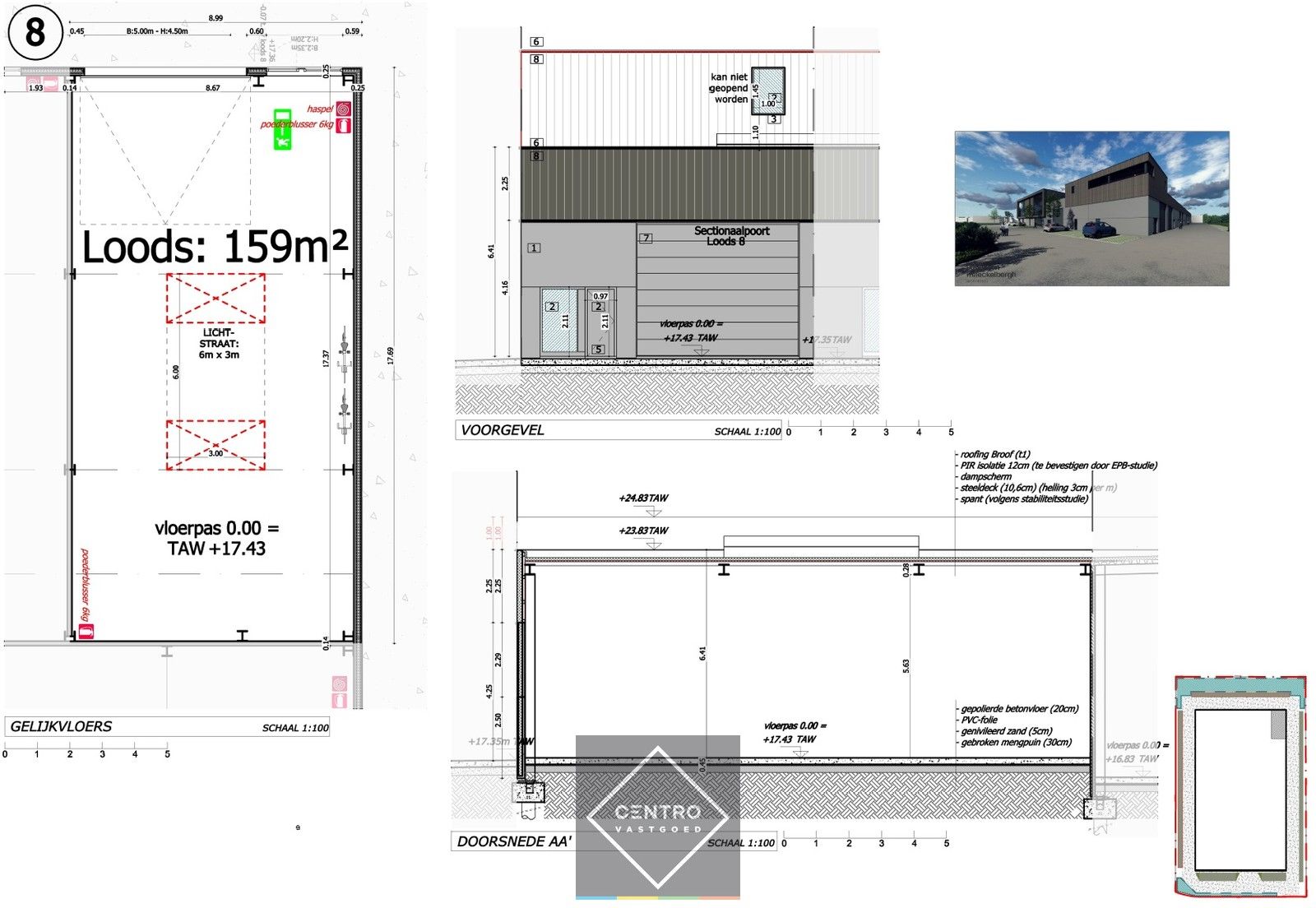 NB MAGAZIJN (159m²) inclusief 4 private PARKINGS voor de deur op industriezone te Zedelgem foto 7