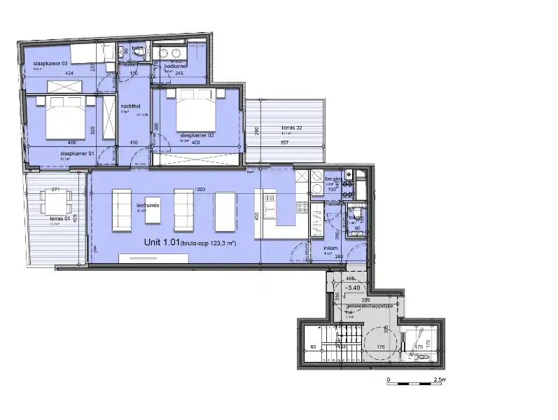 KORTEMARK: Appartement 1.01 met 3 slaapkamers en 2 terrassen gelegen op de eerste verdieping van Nieuwbouwresidentie Mila en Nora foto 8