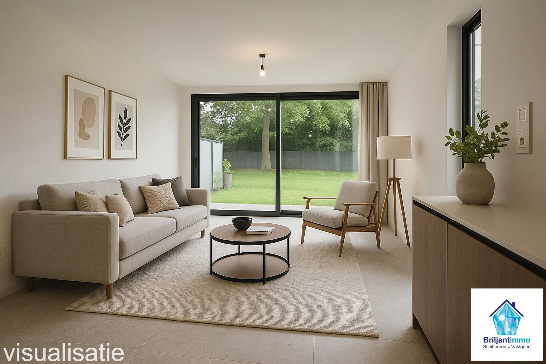 Modern energiezuinig gelijkvloers 1 slaapkamer app foto {{pictureIndex}}