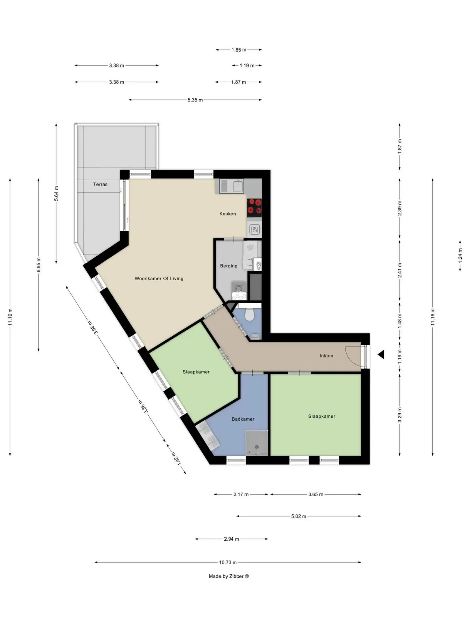 Appartement (EPC A) 2 slpk, terras, staanplaats en kelder  foto 5