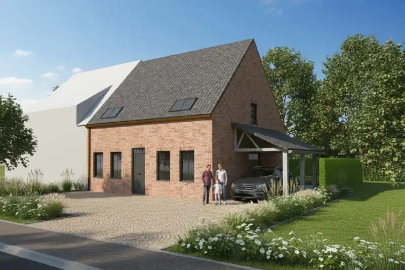Nieuw te bouwen halfopen woning te Dranouter. foto {{pictureIndex}}