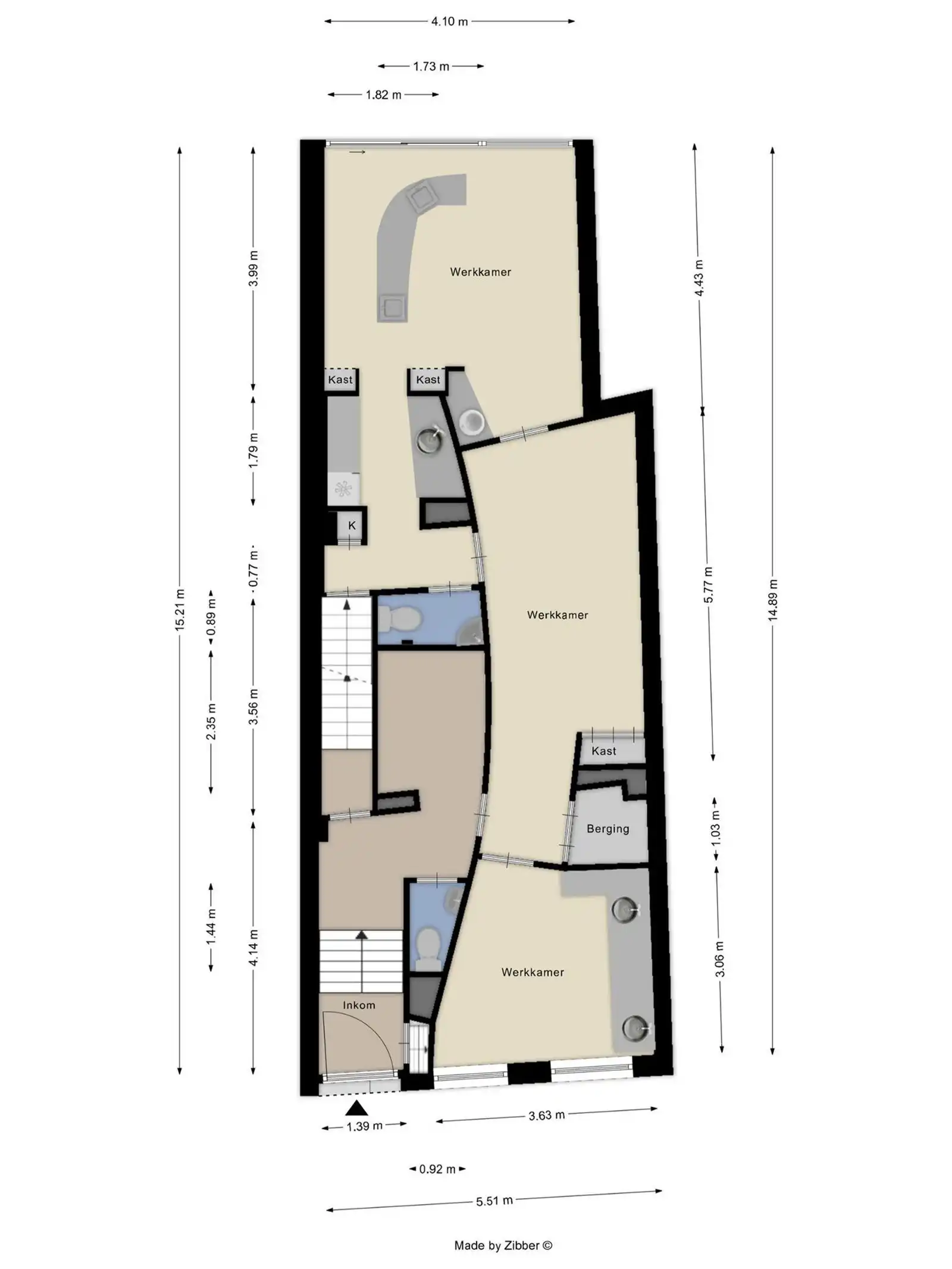 Praktijk + triplexappartement (3 slaapkamers & 2 badkamers) te centrum Halle  foto 4