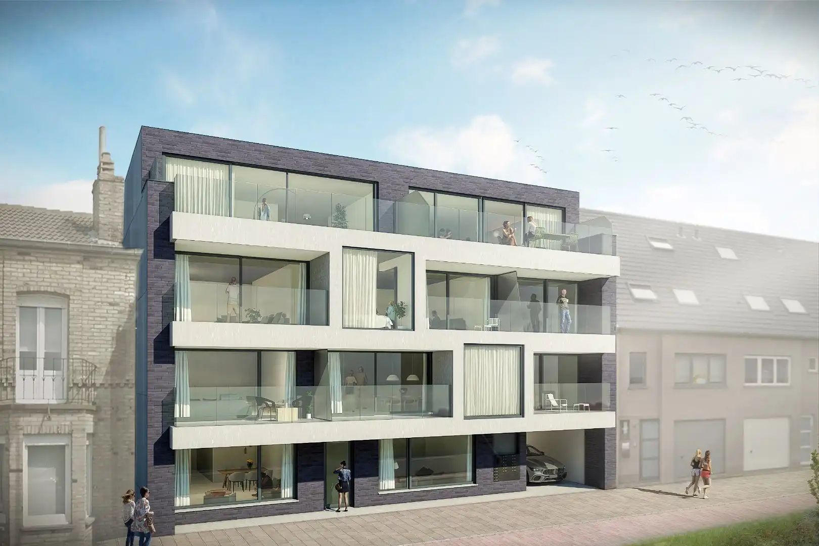 Autostandplaats gelegen In het nieuwbouwproject 'Alfredo' langs de Polderstraat te Bredene foto {{pictureIndex}}
