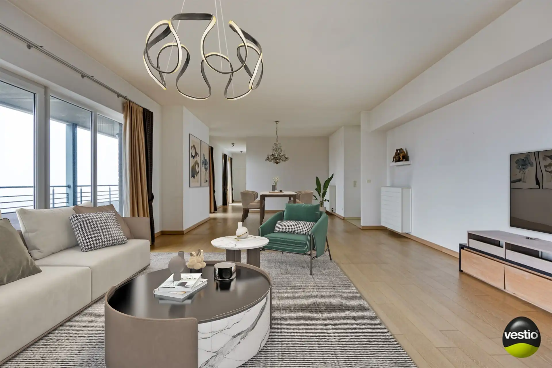 Riant appartement met panoramisch uitzicht, 2 slaapkamers en uitzonderlijk groot terras. foto {{pictureIndex}}