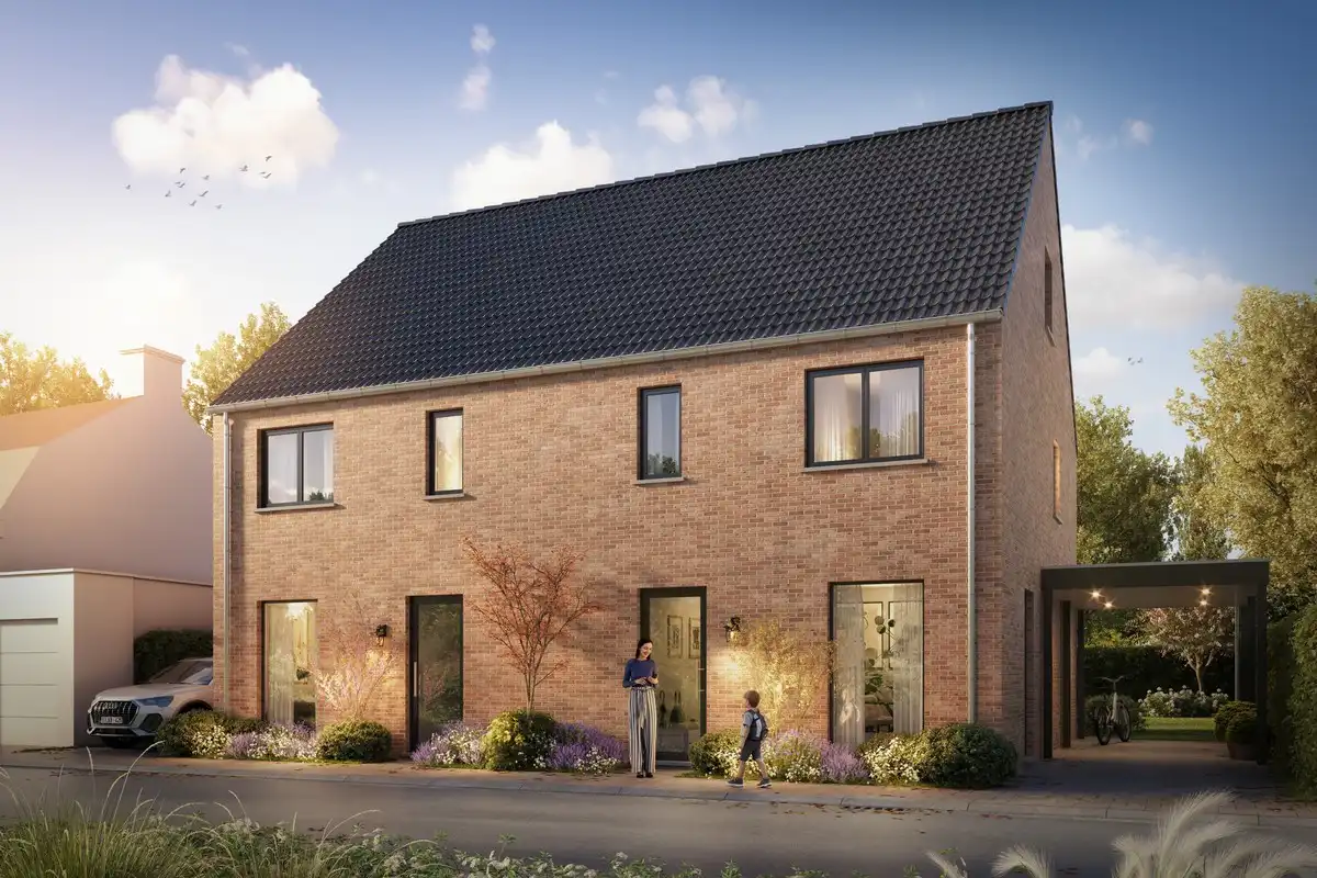 Halfopen nieuwbouwwoning te Beernem, Bruggestraat foto {{pictureIndex}}