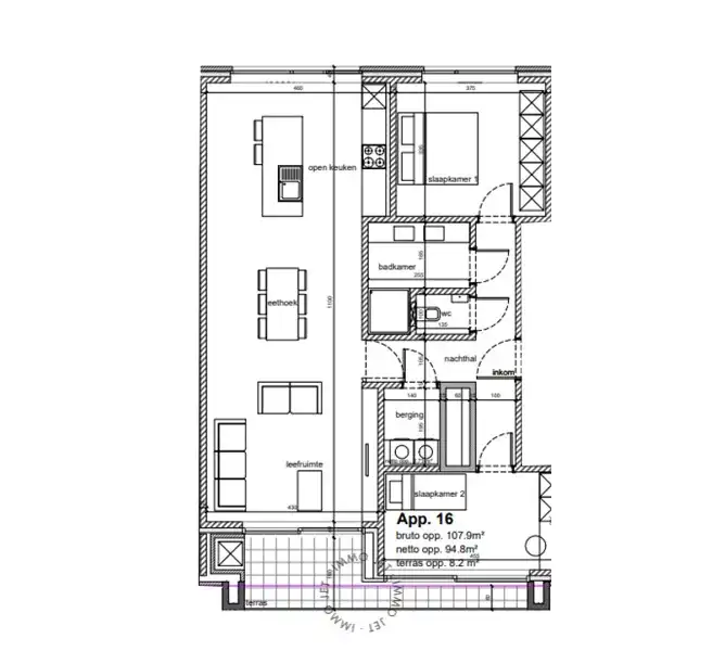 Nieuwbouwappartement op de derde verdieping met terras en twee slaapkamers foto 4