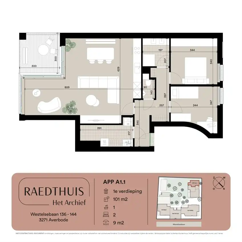 Appartement 101m² met overdekt zuid-oost terras en 2slk foto 2