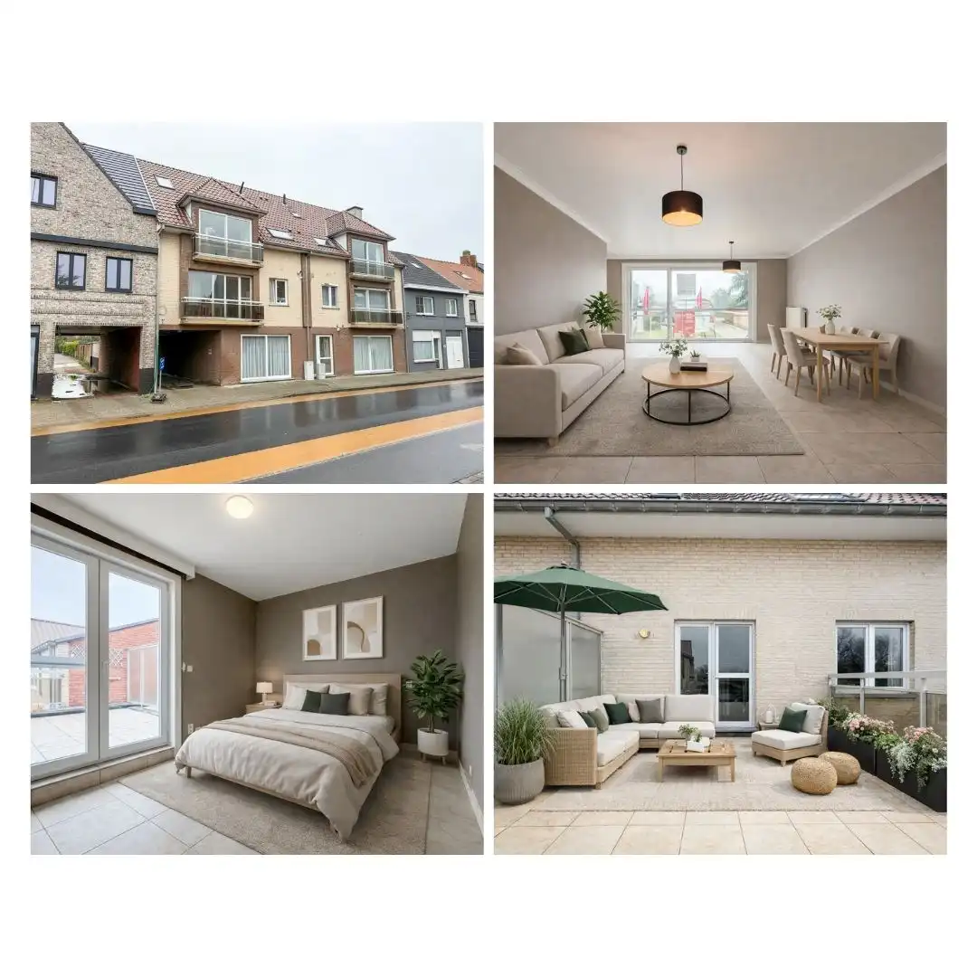 Energiezuinig 2-slp appartement (88 m²) met groot terras, Eernegem. foto {{pictureIndex}}