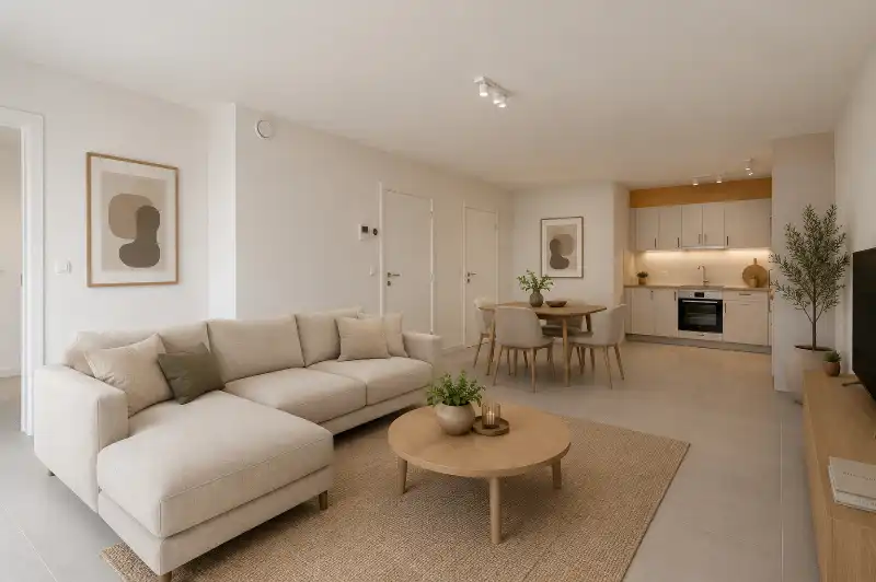 Stijlvol nieuwbouwappartement met 1 slaapkamer nabij het station van Evergem foto {{pictureIndex}}