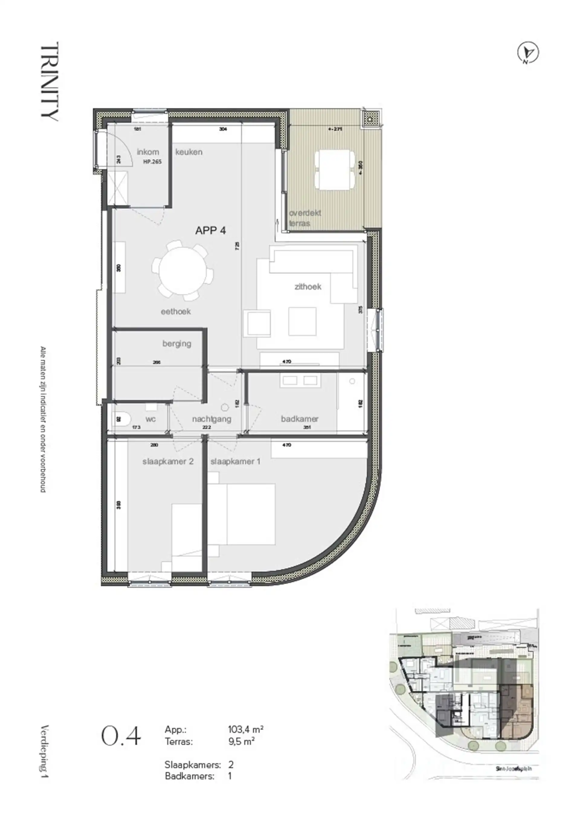 Appartement 1ste verdieping. 103,4m2 - 2slpk - terras foto 4