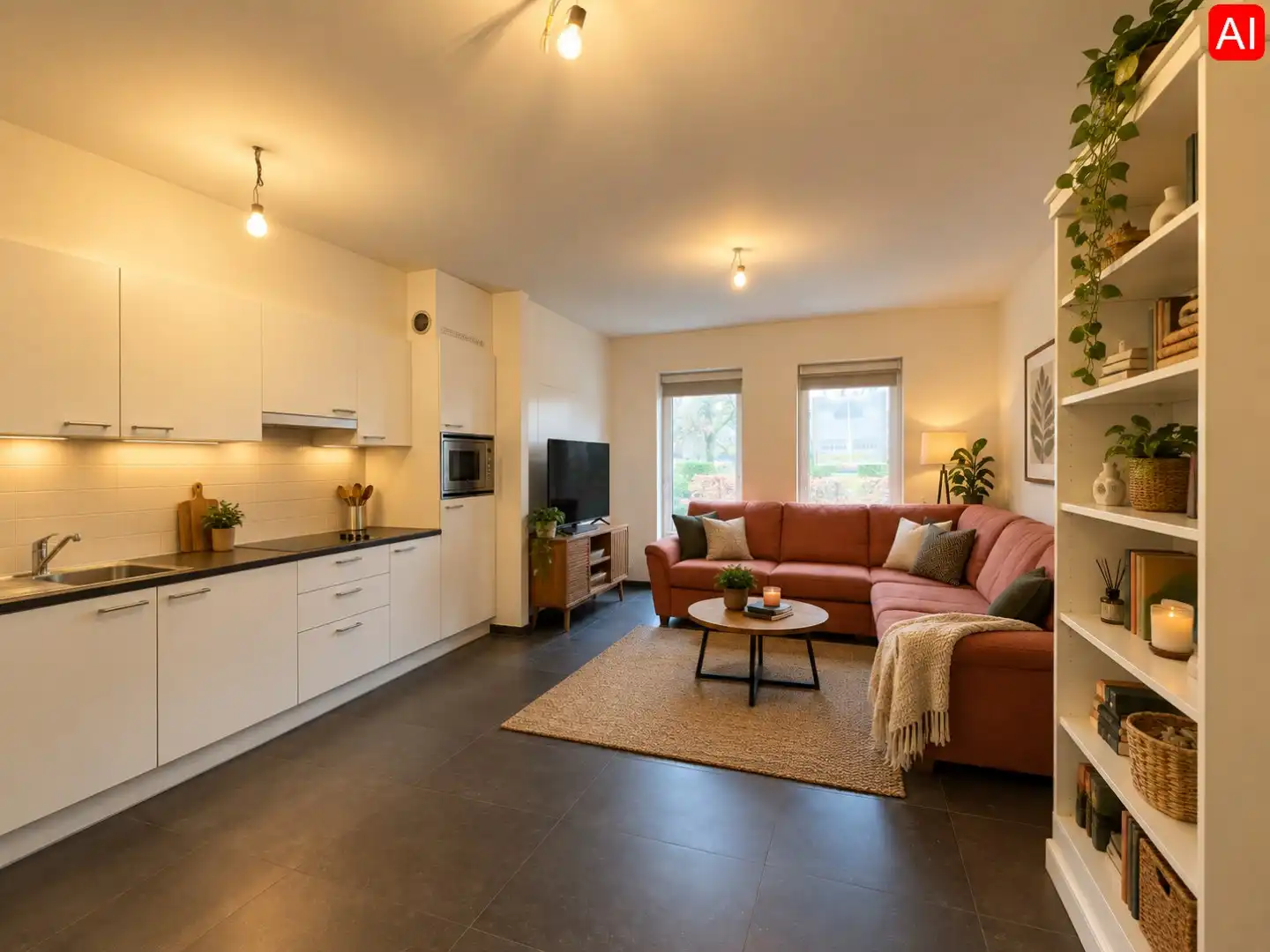 GEZELLIG GELIJKVLOERS APPARTEMENT MET 1 SLAAPKAMER foto 2