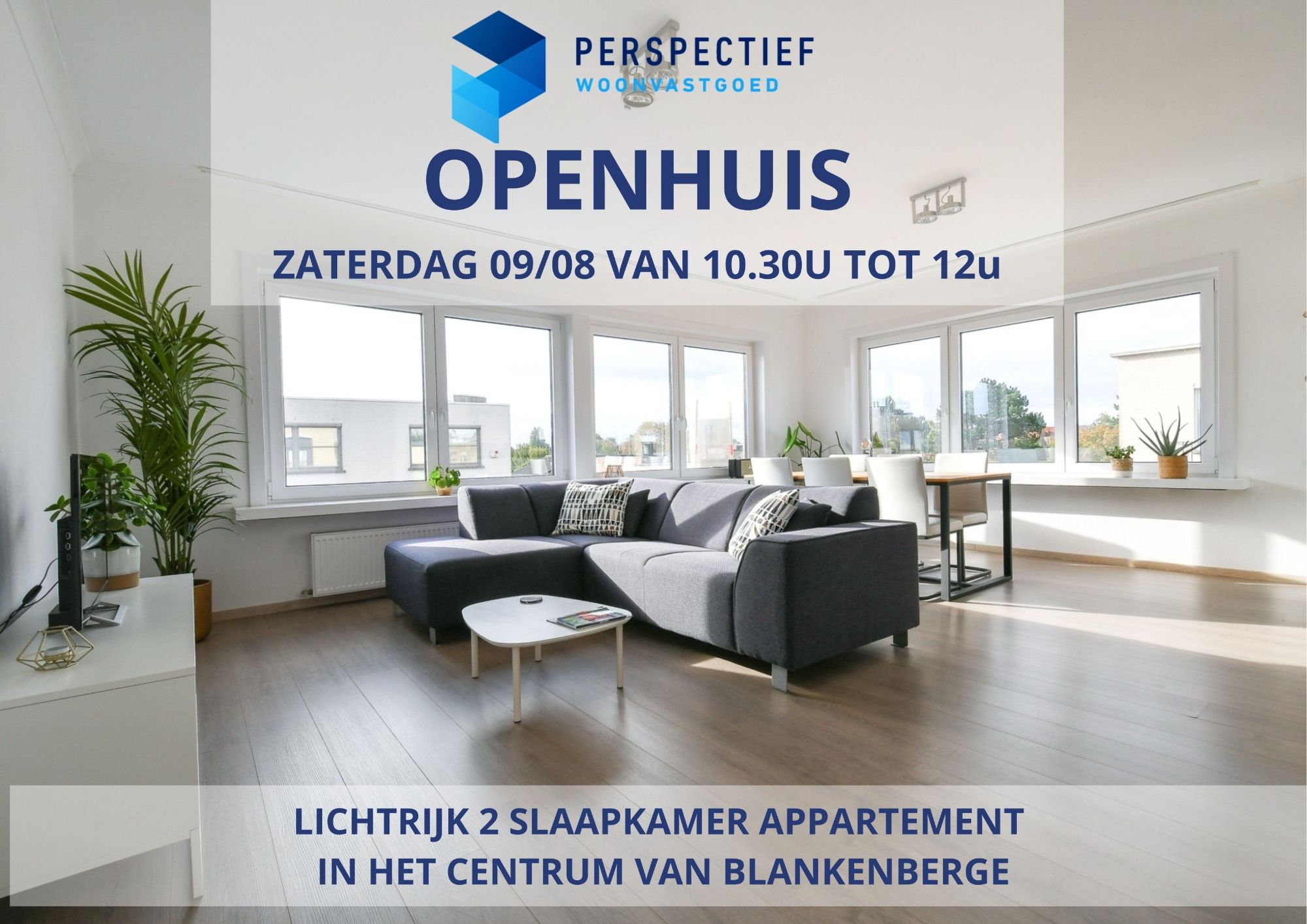 Hoofdfoto van de publicatie: BEZOEKMOMENT ZATERDAG 09/08 VAN 10.30U TOT 12U | Lichtrijk 2 slaapkamer appartement in het centrum van Blankenberge