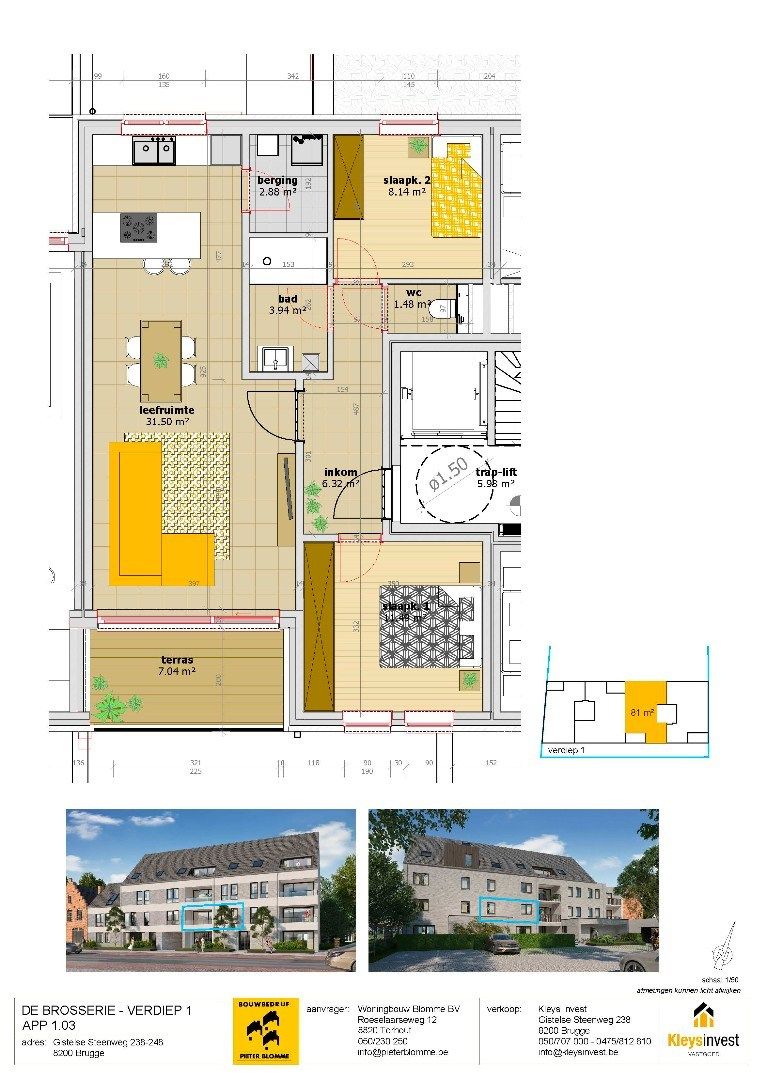 Sint Andries: gelijkvloers nieuwbouwapp. met 2 slpk foto 3