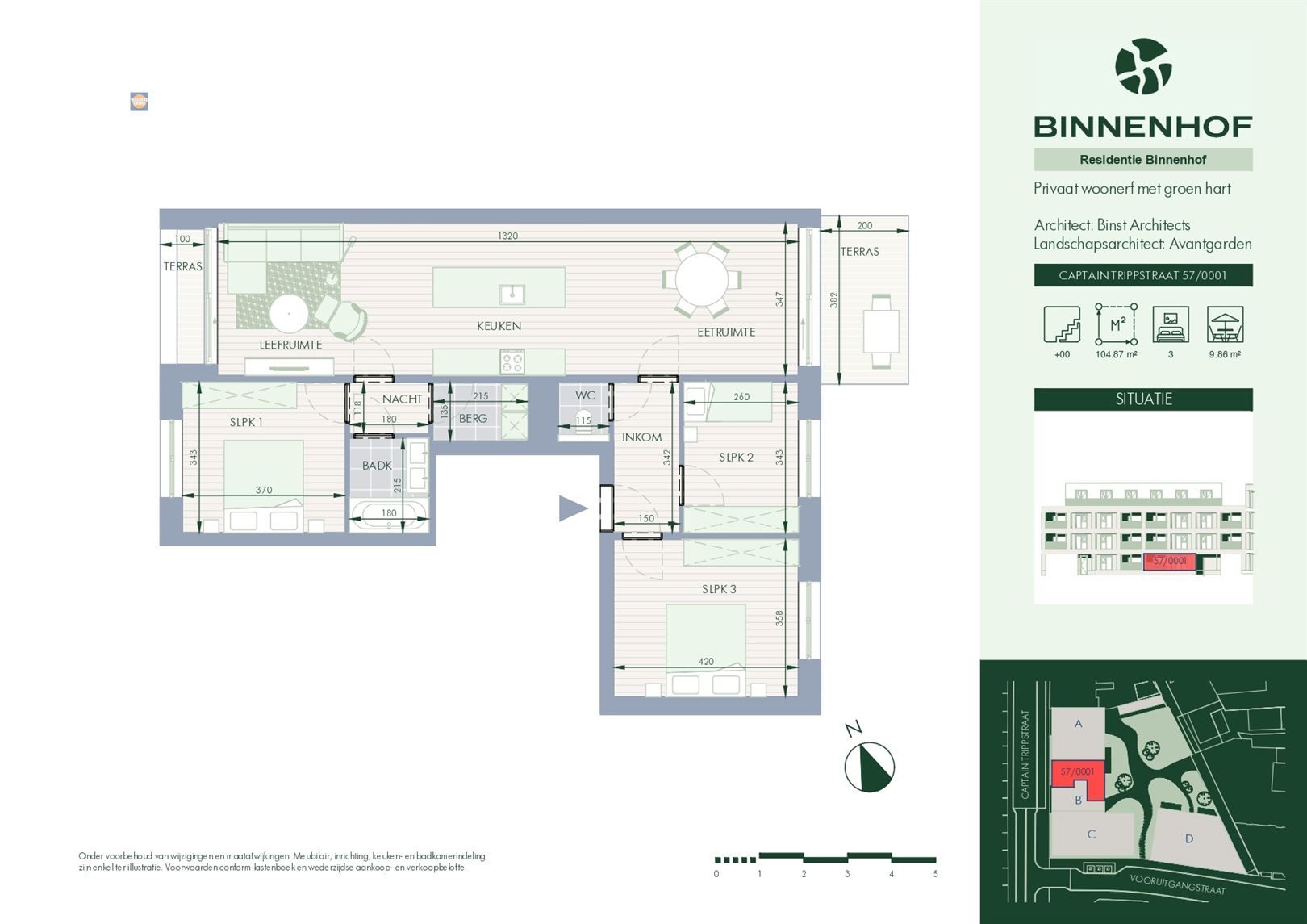 Zeer ruim gelijkvloers appartement met drie slaapkamers en terrassen foto 6
