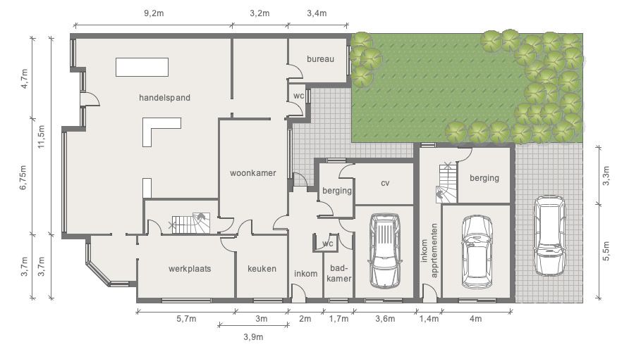 Project-locatie, handelspand met 3 wooneenheden foto 2