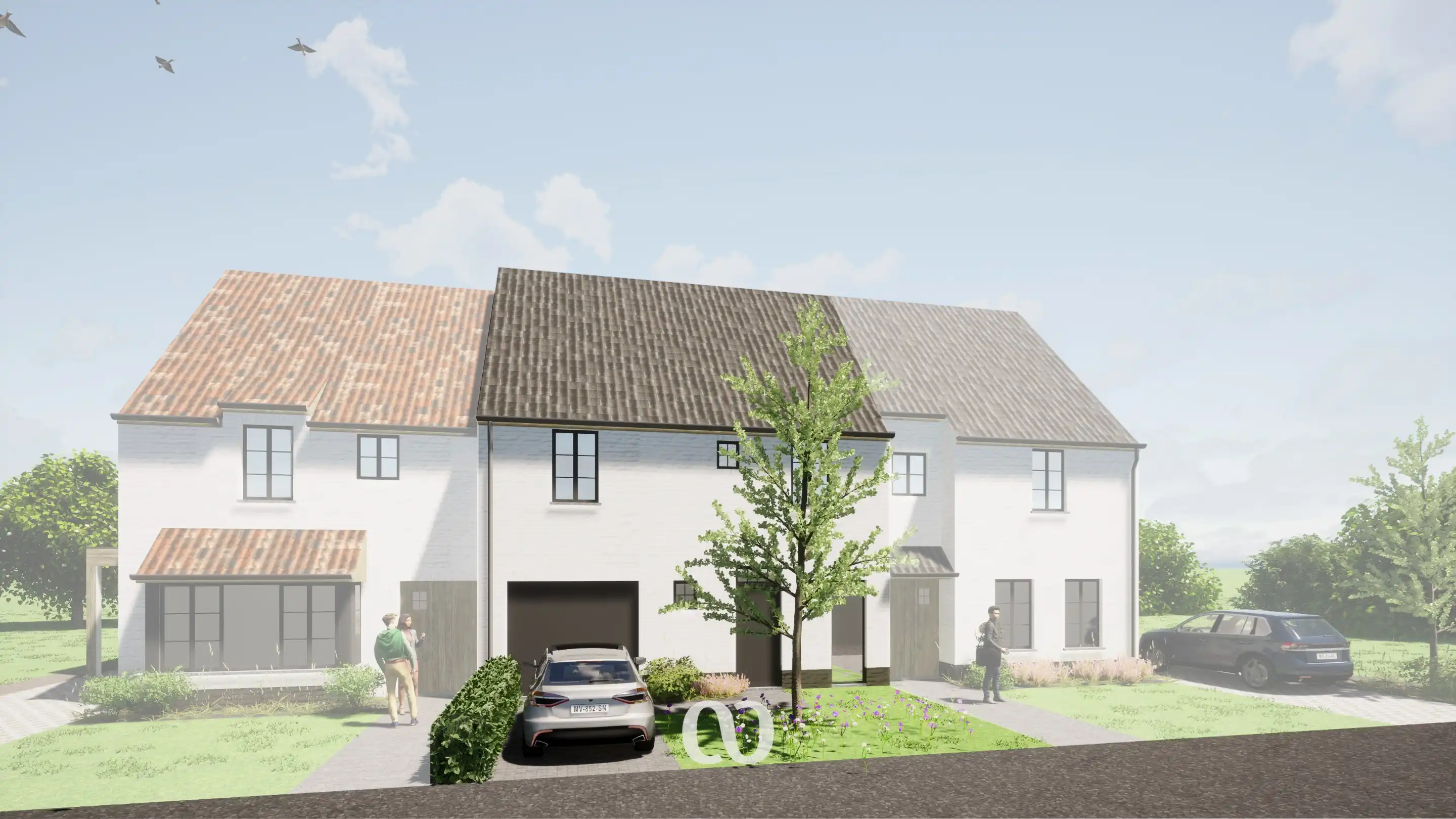 Energiezuinige nieuwbouwwoningen met tuin en open uitzicht in Petegem foto {{pictureIndex}}