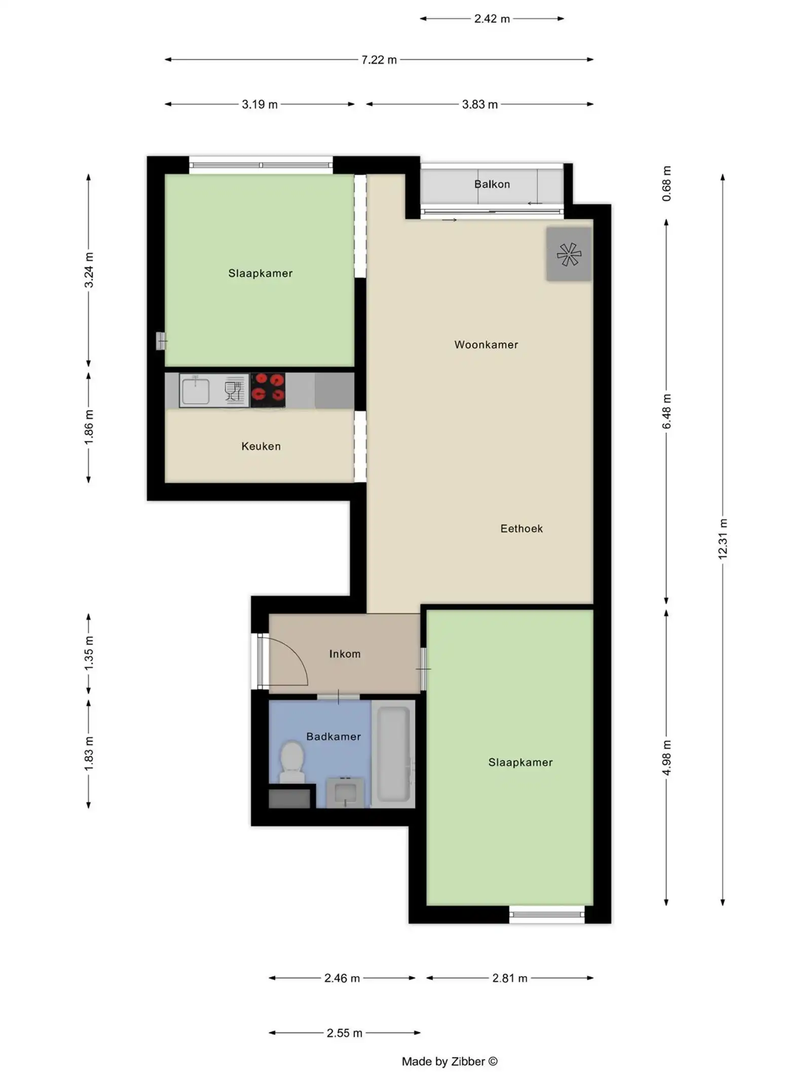 goed gelegen 2 kamer appartement foto 2