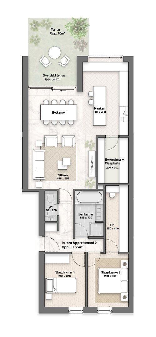 Stijlvol nieuwbouw gelijkvloersappartement met 2 slaapkamers en privé tuin foto 2