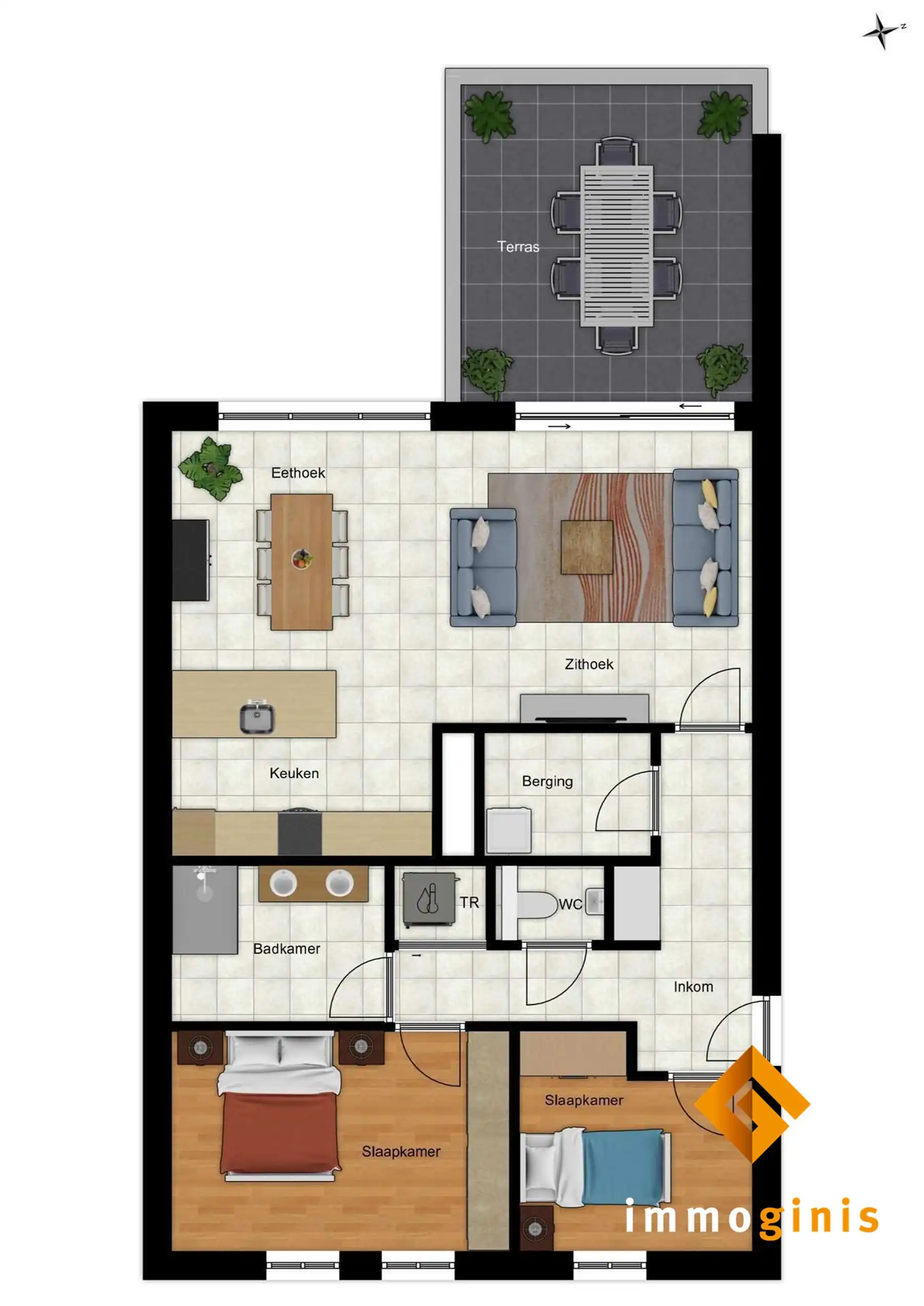 Appartement (eerste verdieping) met 2 slaapkamers en ruim overdekt terras. foto 10