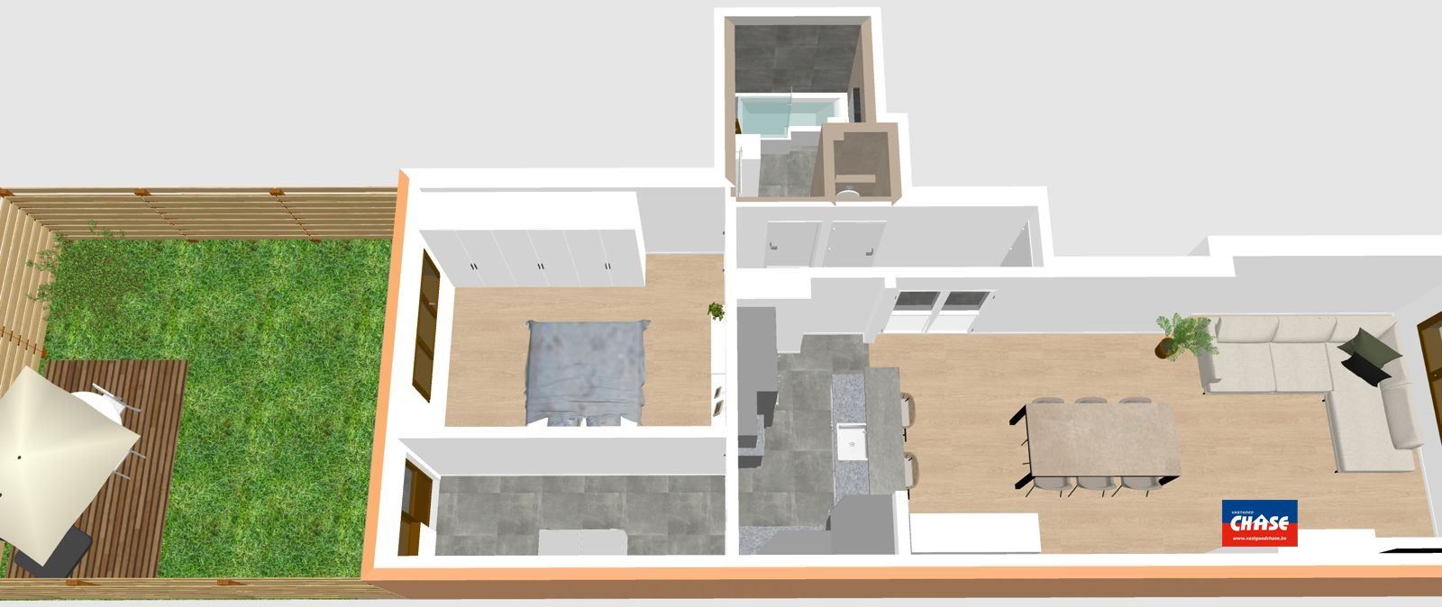 Gelijkvloersappartement met 1 slpk + tuin foto 17
