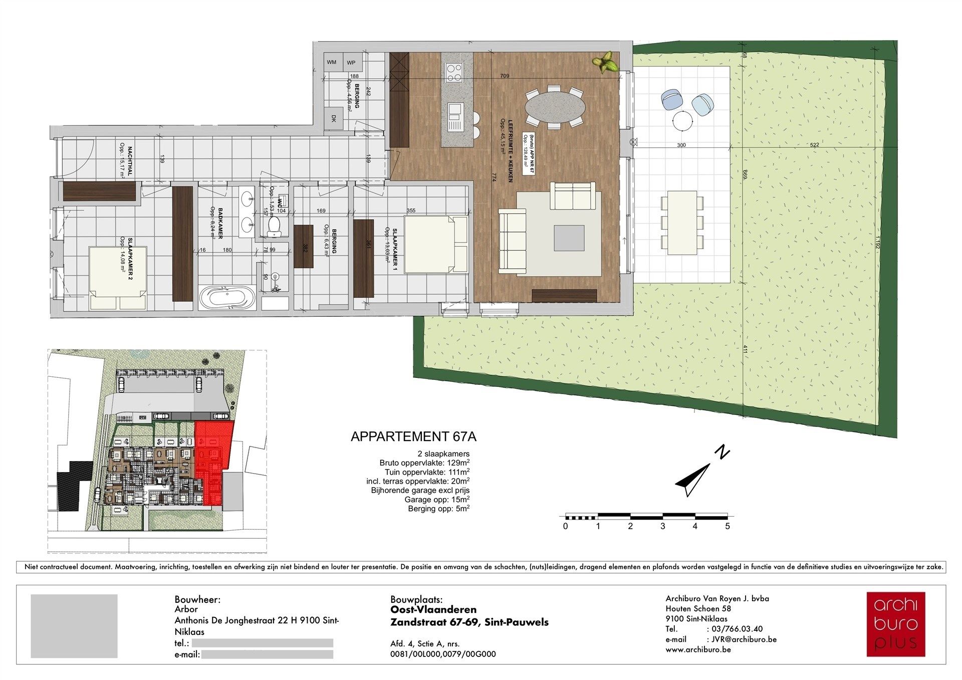 Residentie ARBOR - Ruim gelijkvloersappartement (128m²) met 2 slaapkamers en tuin foto 5