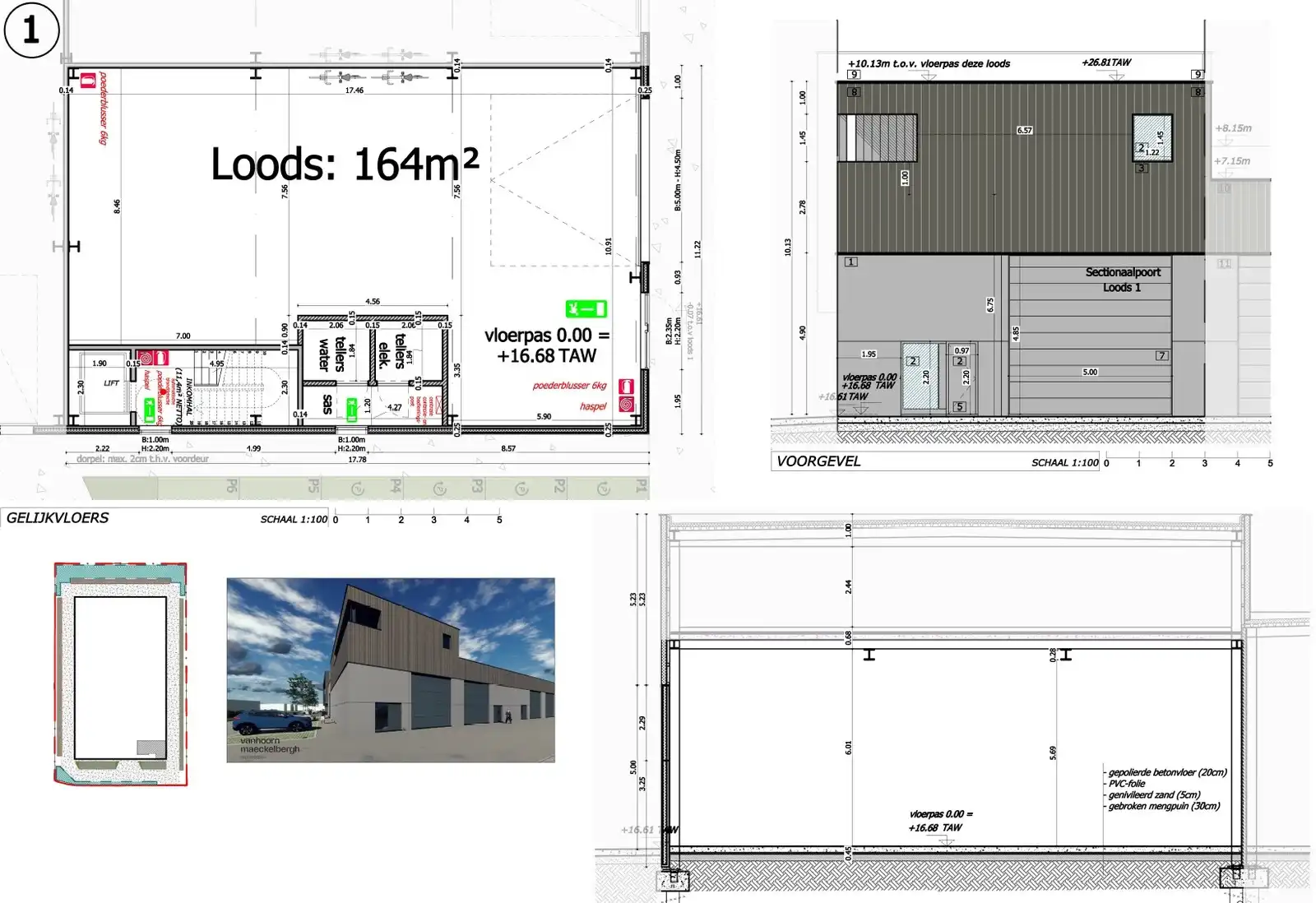 NB KANTOOR (164 m² - 1° verd.) met onderliggend MAGAZIJN (164 m² - op glv.), inclusief 6 private PARKEERPLAATSEN op industriezone "Schatting" te Zedelgem foto 8