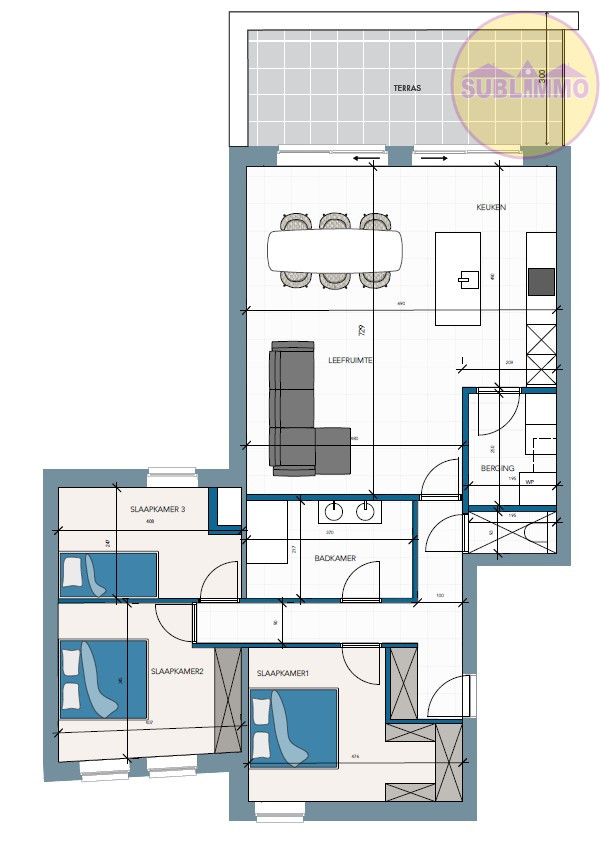 Nieuwbouwappartement op de eerste verdieping (117,80 m²) met 3 slaapkamers en terras. foto 25