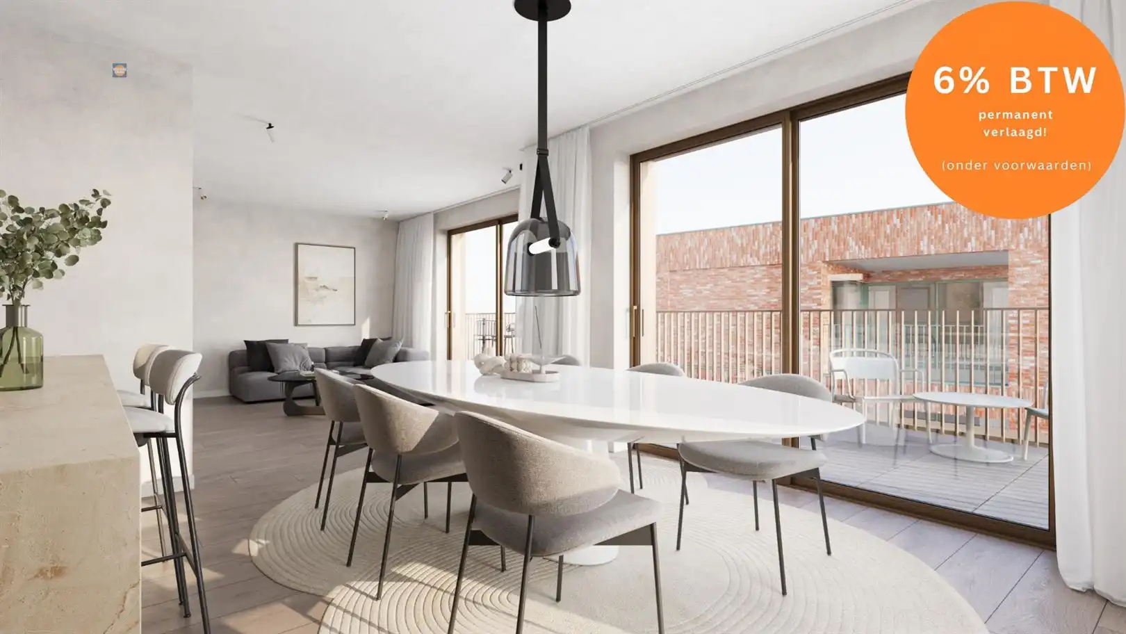 Prachtig gelijkvloers appartement met twee slaapkamers en groot terras foto {{pictureIndex}}