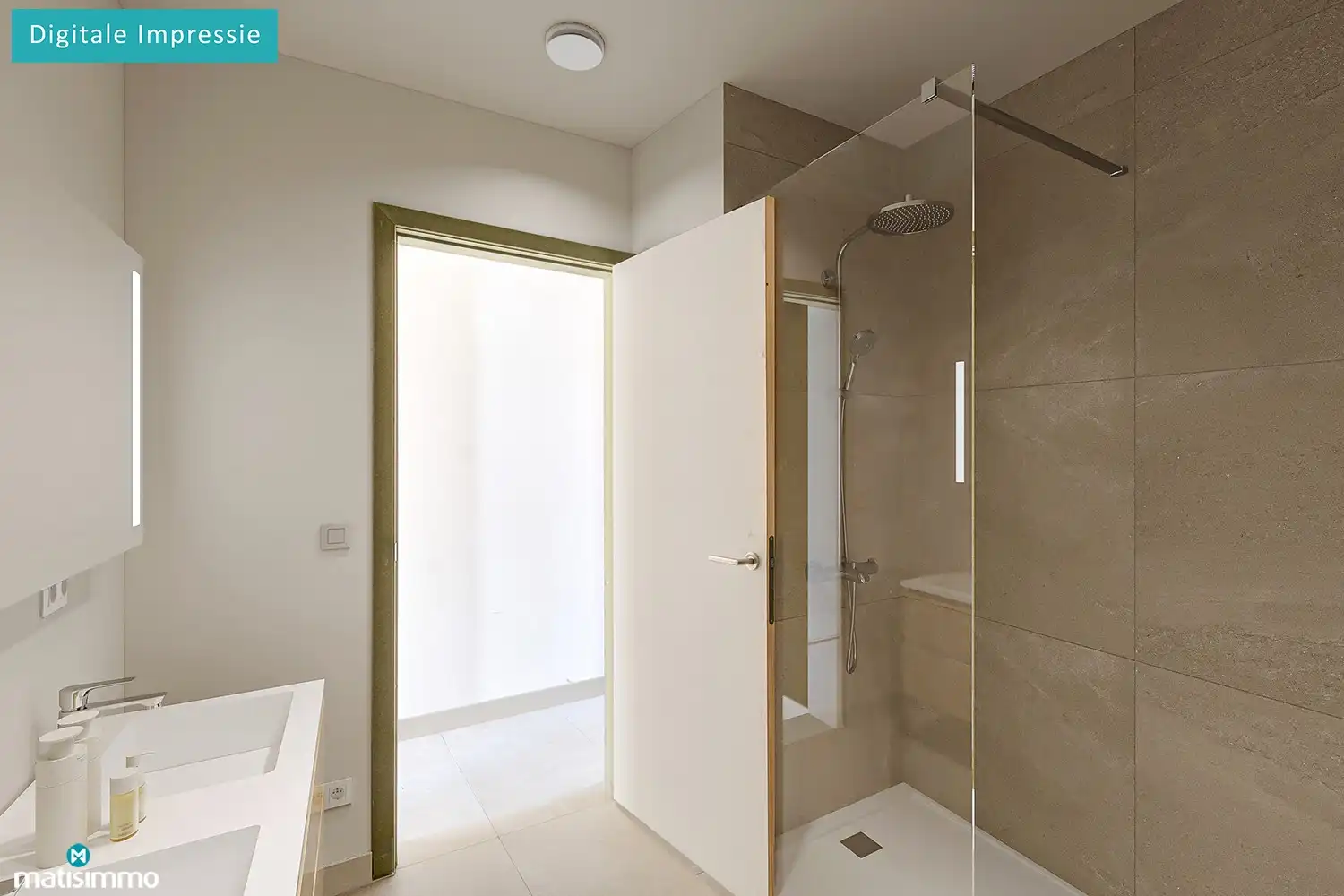 INSTAPKLAAR NIEUWBOUW GELIJKVLOERSAPPARTEMENT MET RUIM TERRAS, BUITENBERGING EN CARPORT IN HET HARTJE VAN HOESELT foto 8