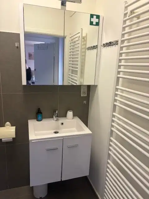 Gemeubelde studio op gelijkvloers met terrasje, vlak aan park en zee foto 8