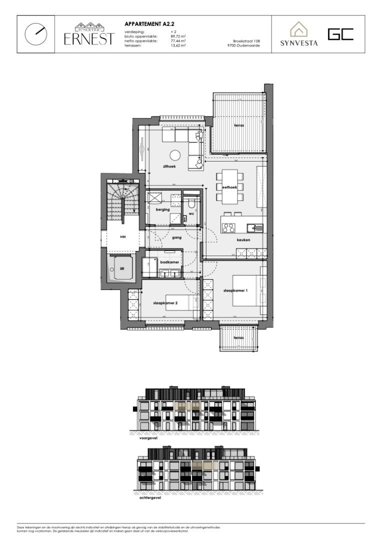 2-slaapkamersappartement met 2 terrassen in nieuwbouwproject Ernest foto 3