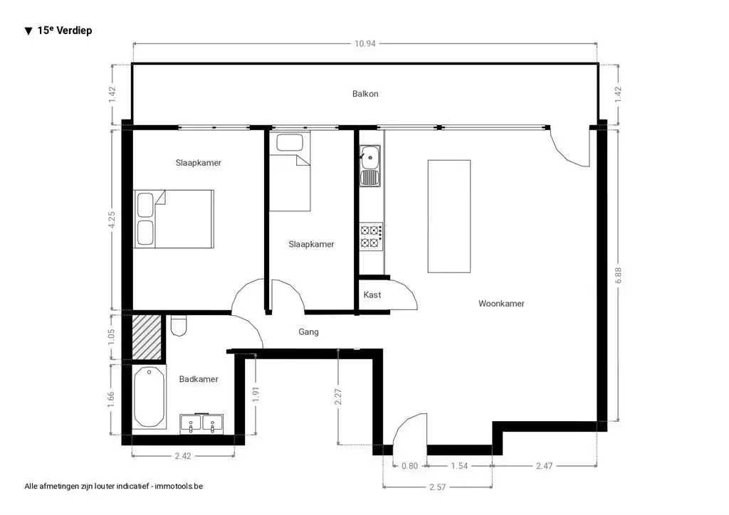 Lichtrijk appartement met 2 slaapkamers en zicht op Vlinderpaleis foto 13