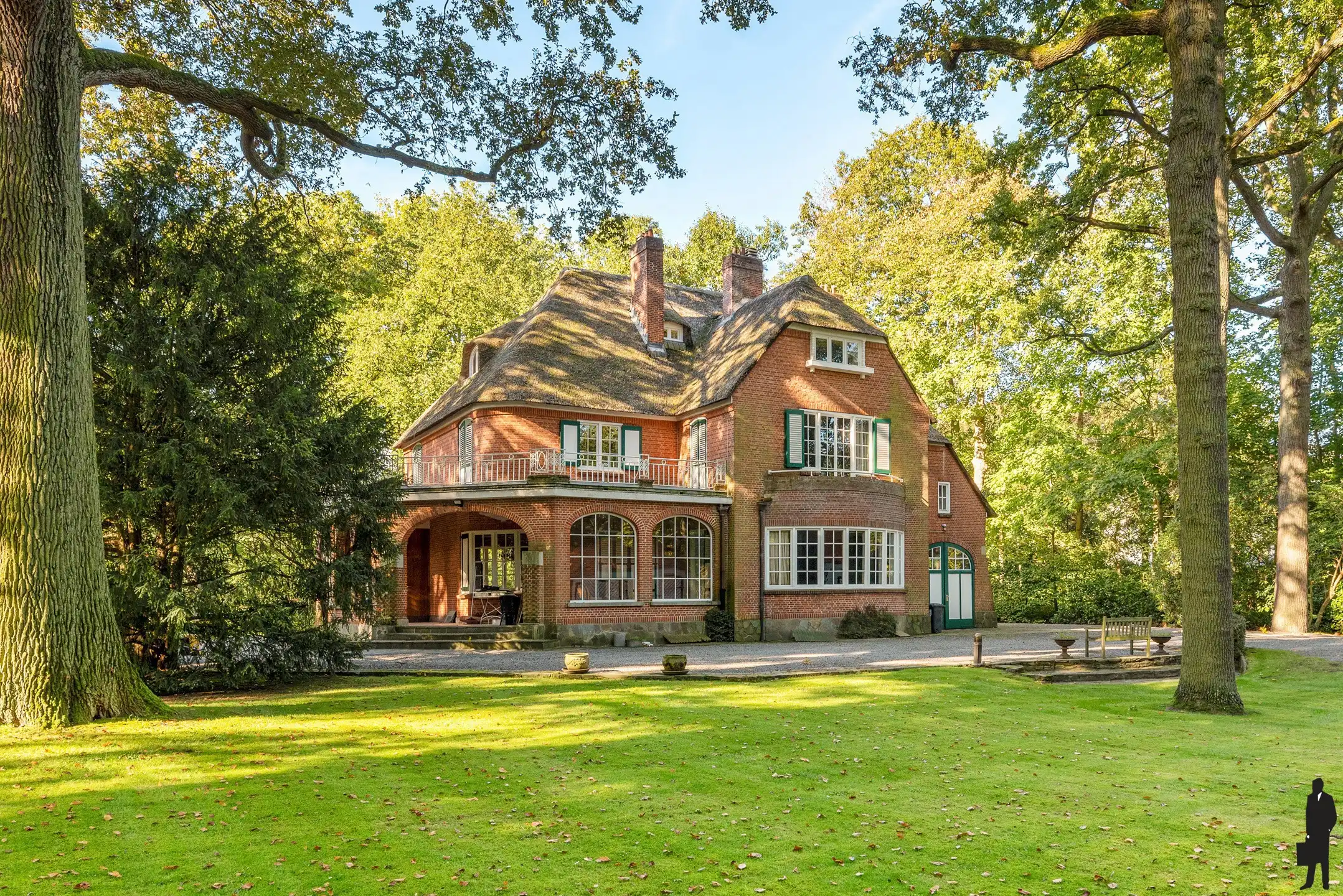 Hoofdfoto van de publicatie: In Vriesdonk, rietgedekte karaktervolle villa met authentieke elementen, prachtige parktuin, hoge plafonds en veel verbouwingspotentieel! &nbsp;Grondoppervlakte &nbsp;is ca. 9127m².