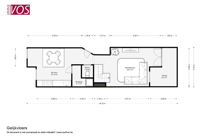 Duplex appartement gelegen op het 1 ste verdiep met 2 slaapkamers foto 11