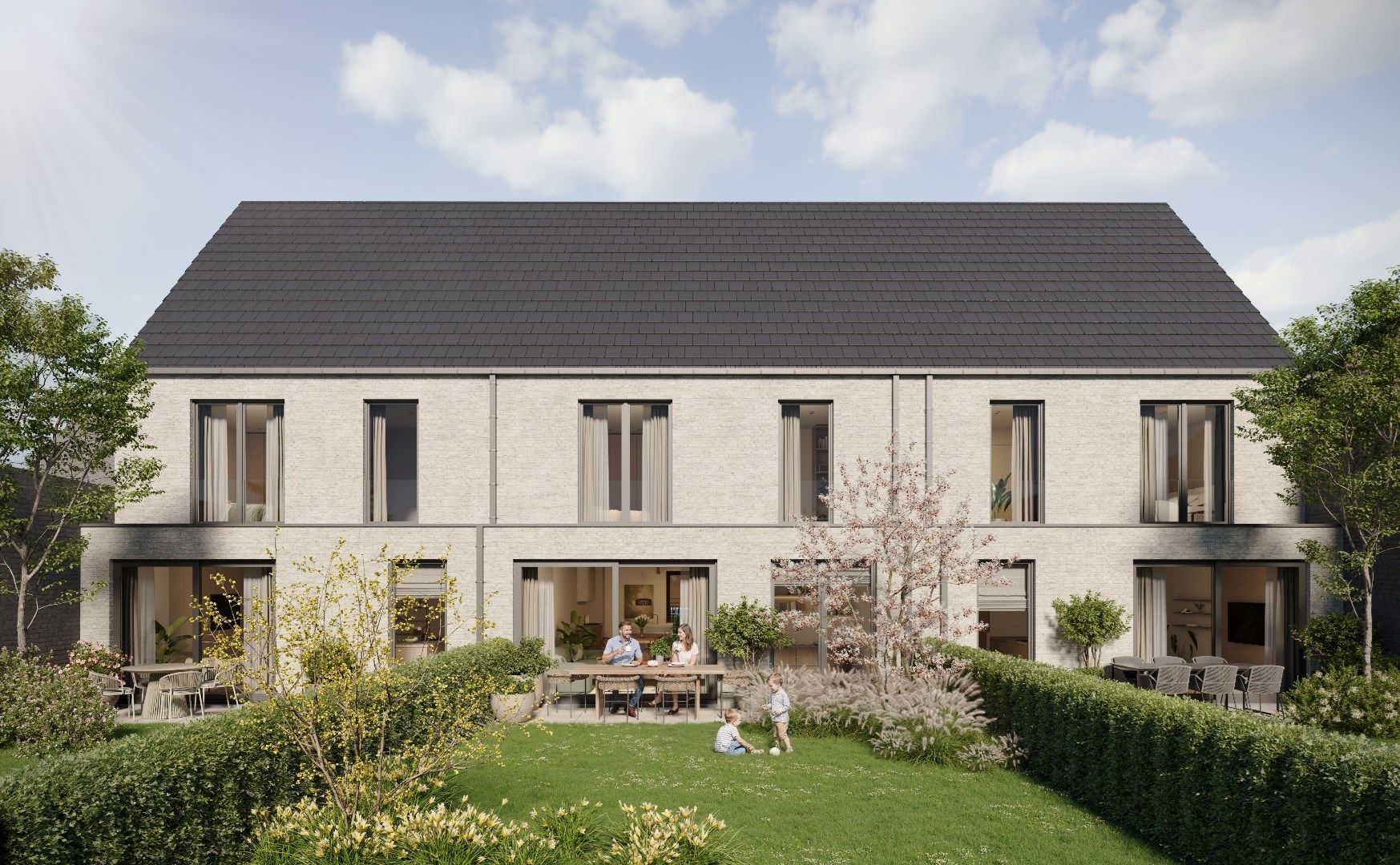 Knappe nieuwbouwwoningen in het centrum van Zulte. Aankoop met 6% BTW mogelijk. foto {{pictureIndex}}