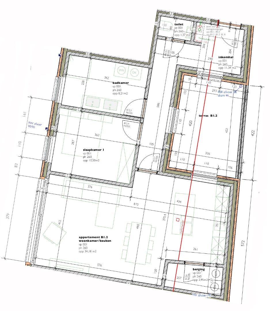 Appartement op de eerste verdieping (B1.2)  van 86,43m² met 1 slaapkamer en terras foto 2