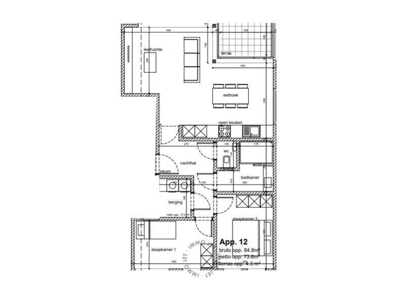 Nieuwbouwappartement op de tweede verdieping met terras en twee slaapkamers foto 4