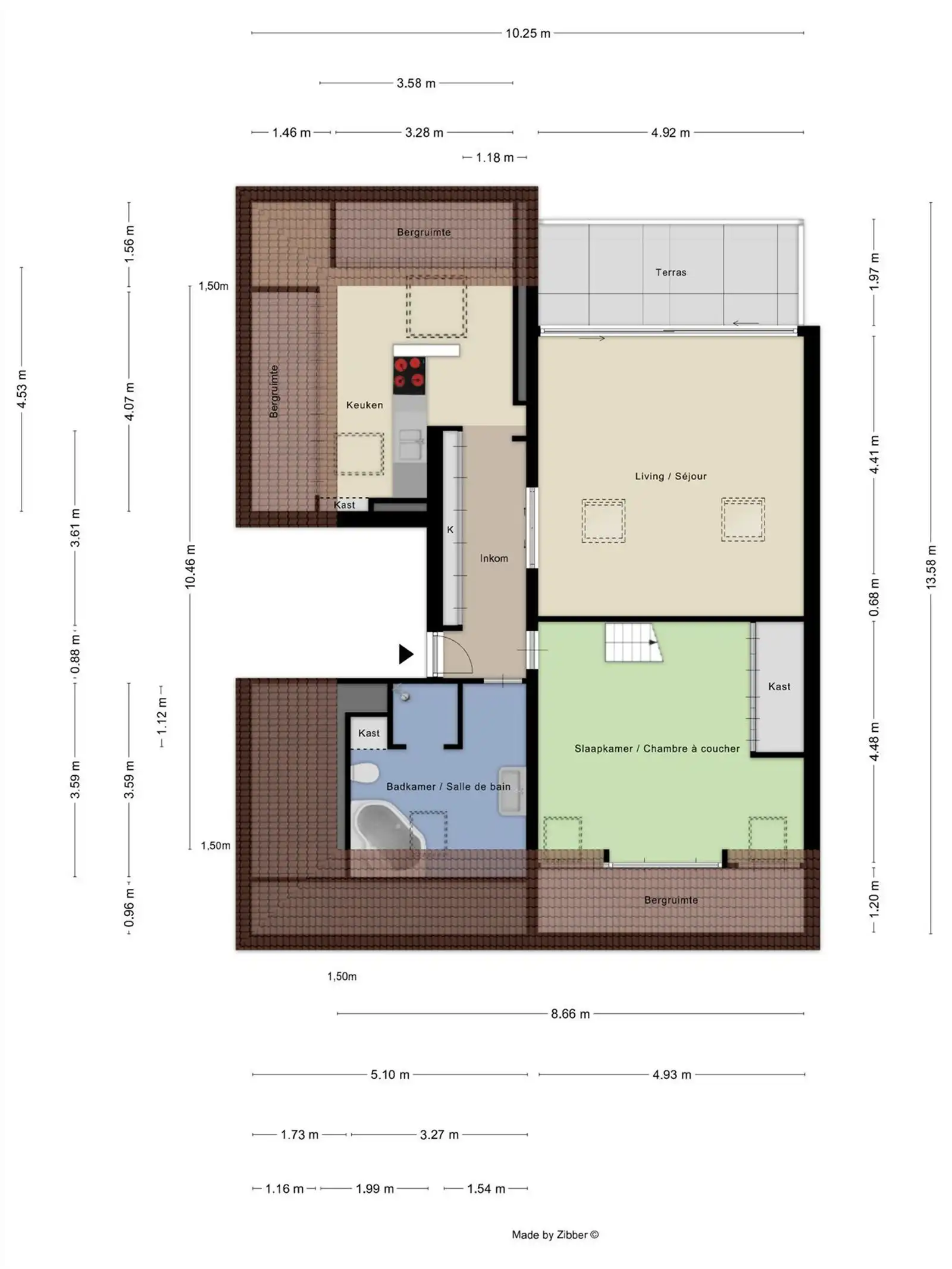 Gezellig en ruim 1 kamer appartement met terras foto 2