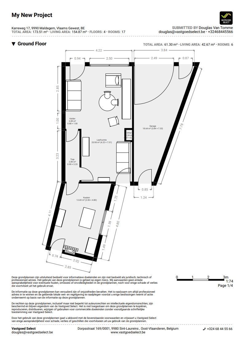 Te koop: Te renoveren kangeroewonen met 4 slaapkamers, badkamer en garage in het centrum van Maldegem – 376 m² perceel foto 20