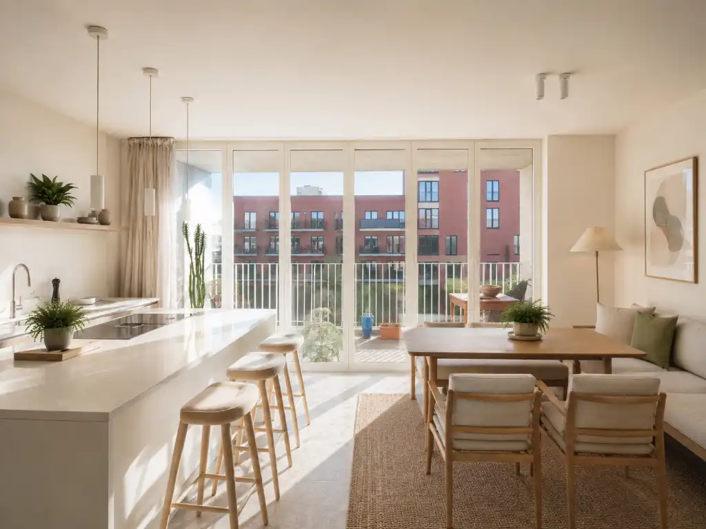 Luxueus 1-slaapkamerappartement met EPC A-score en zonnig terras aan de Nieuwe Dokken foto {{pictureIndex}}