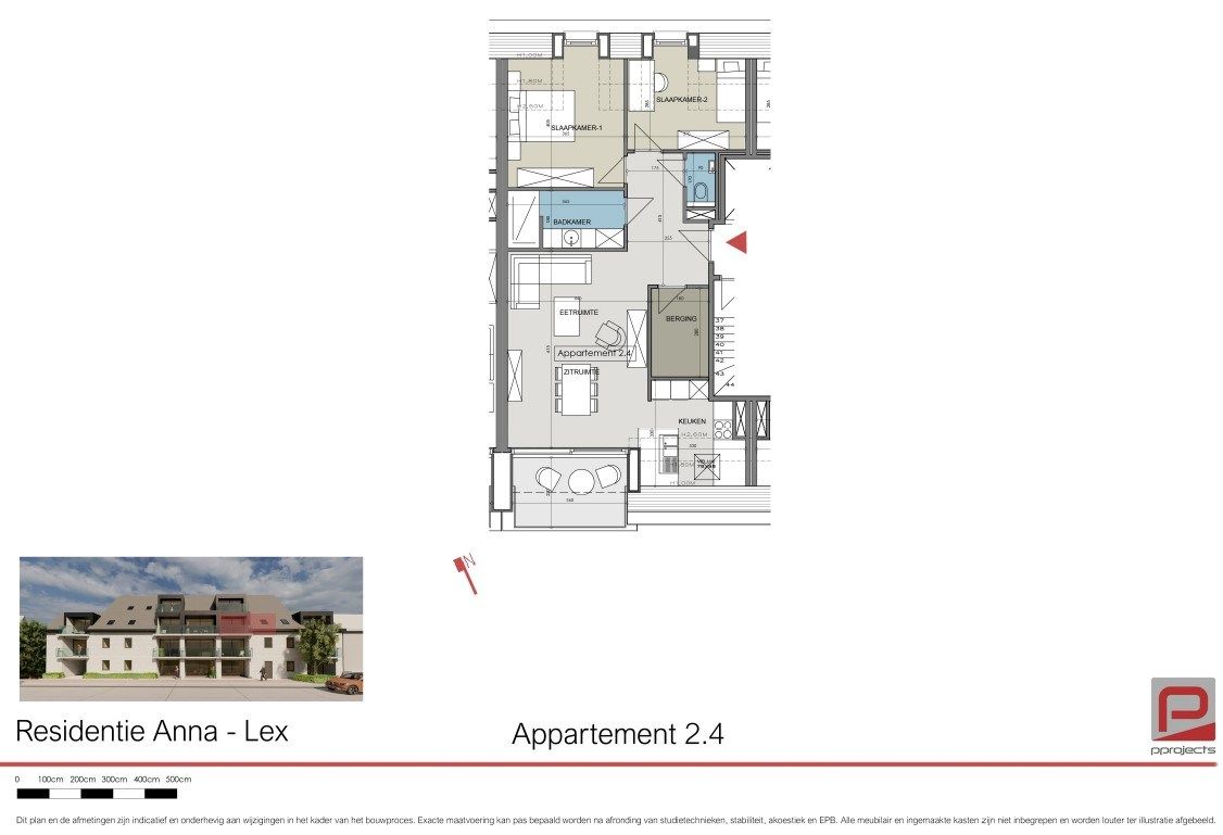 Nieuwbouwappartement met 2 slaapkamers en zuidgericht terras op de 2de verdieping van nieuwbouwresidentie Anna-Lex foto 5