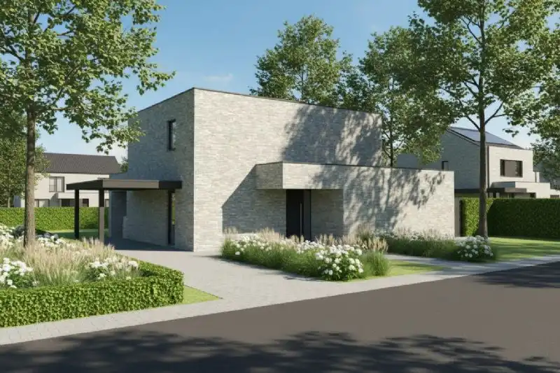 Nieuw te bouwen alleenstaande woning te Kortrijk. foto {{pictureIndex}}