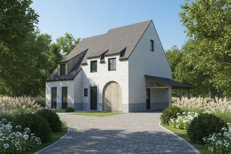 Nieuw te bouwen alleenstaande woning te Roeselare. foto {{pictureIndex}}